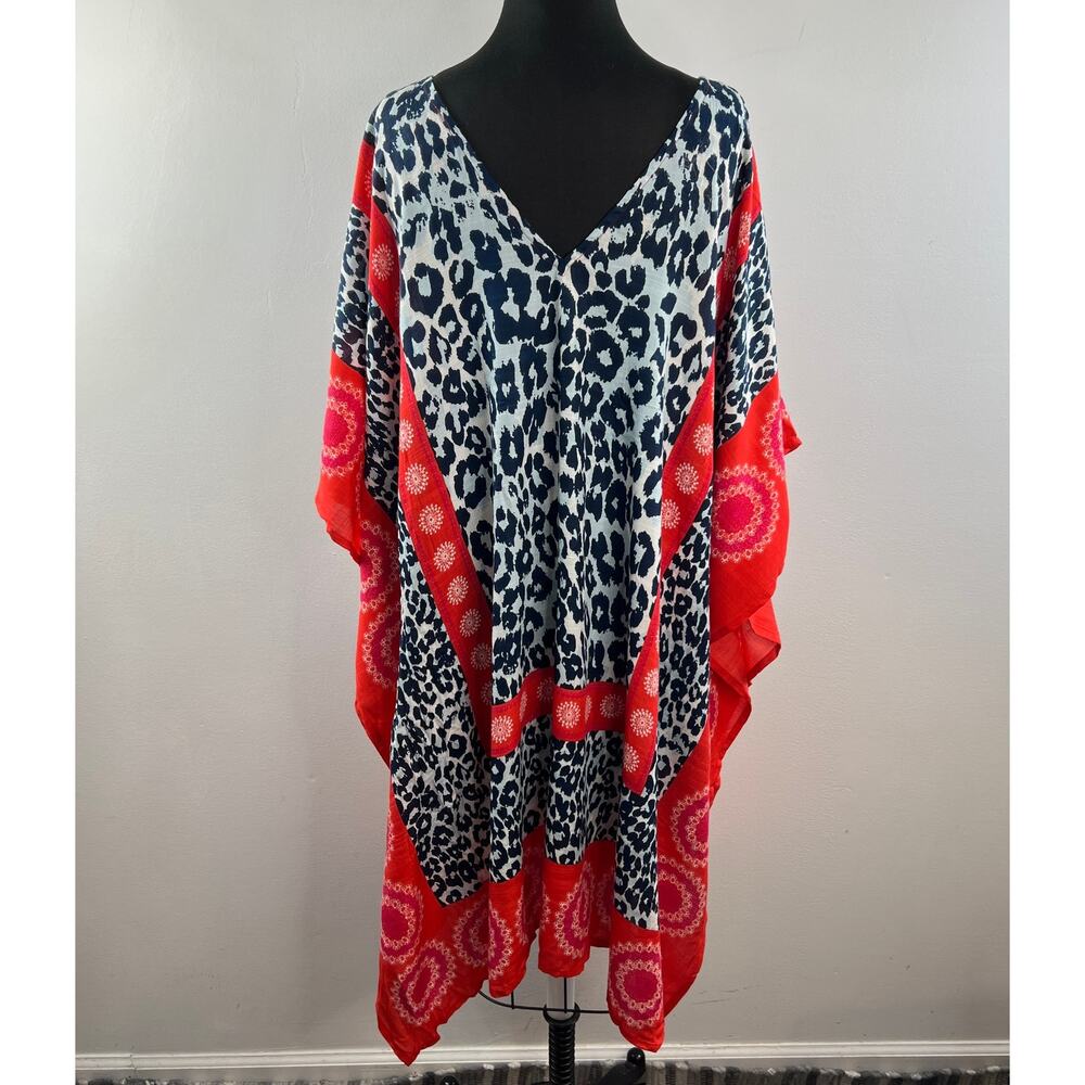 T+C Theodora & Callum Leopard Print Kaftan Red V-… - image 5